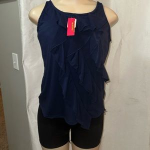 Red Beans & Rice Blue Tank Blouse. Size Medium.